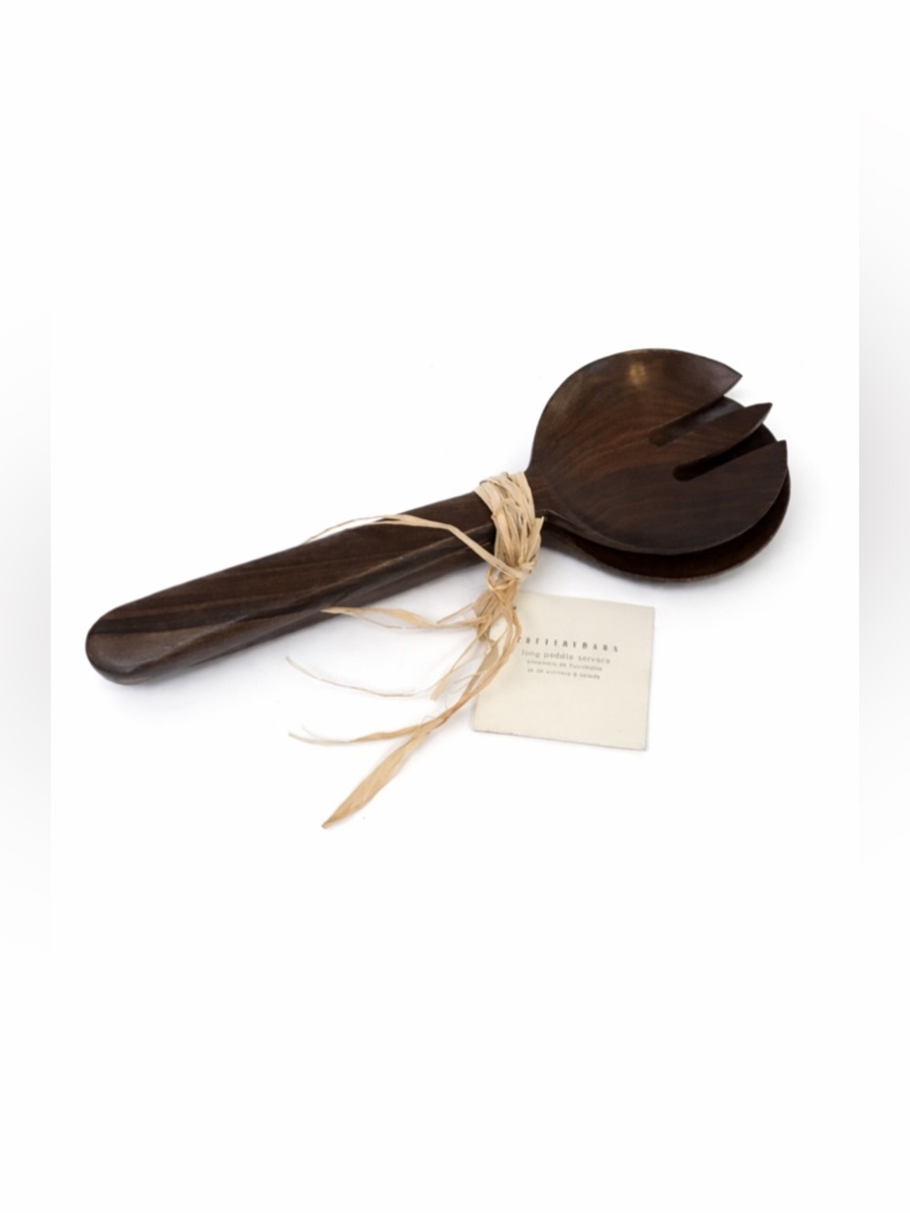 POTTERY BARN Dark Brown Wood Salad Spoon Fork Servers NEW